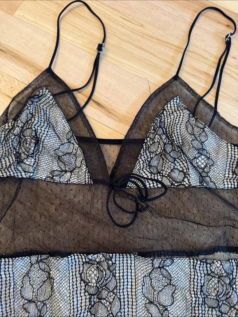 Elise Aucouturier-Black Lace Mini Dress-Camisole Tank Made In France-Y2K